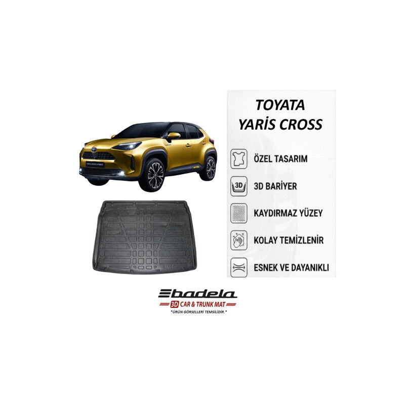 Toyota Yaris Cross Alt Kademe 2022-2026 Siyah 3D Kauçuk Kokusuz Bagaj Havuzu