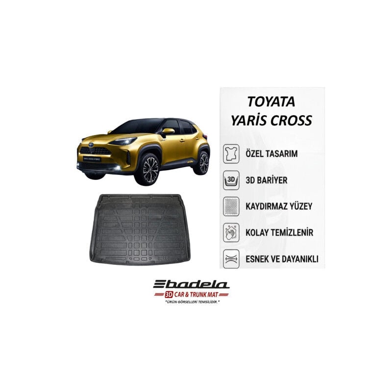Toyota Yaris Cross Üst Kademe 2022-2026 Siyah 3D Kauçuk Kokusuz Bagaj Havuzu