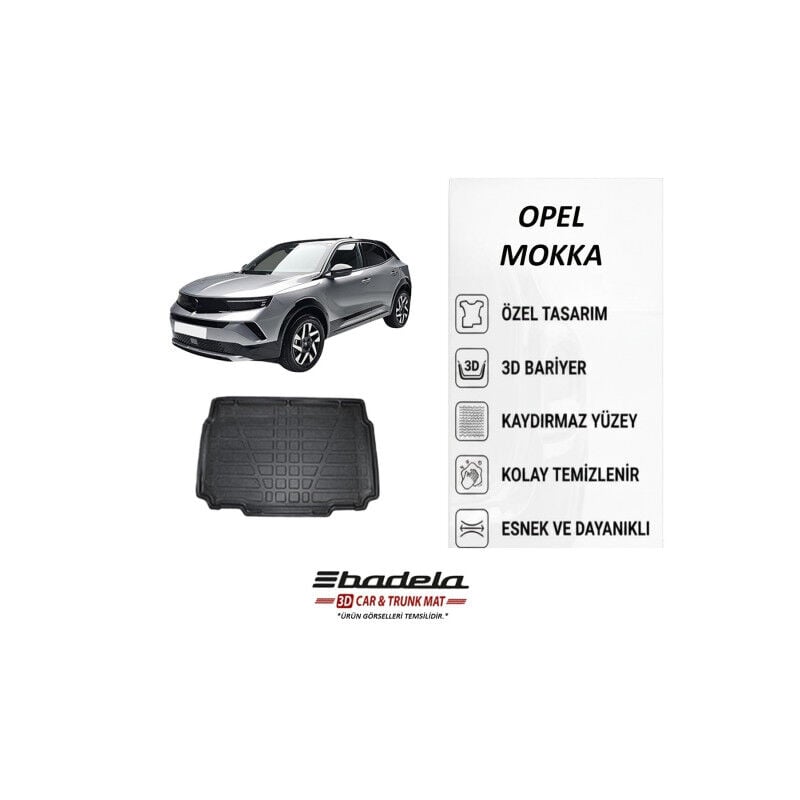 Opel Mokka Benzinli/Hybrid Alt Kademe 2021-2026 Siyah 3D Kauçuk Kokusuz Bagaj Havuzu