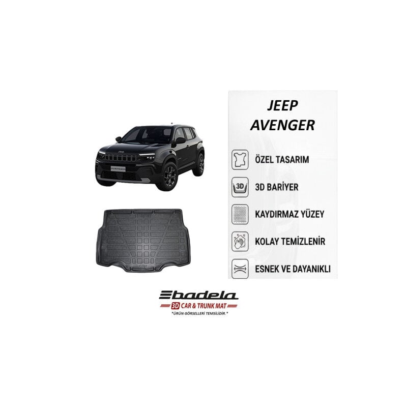Jeep Avenger Üst Kademe Benzinli / Hybrid / Elektrikli 2023-2026 Siyah 3D Kauçuk Kokusuz Bagaj Havuzu
