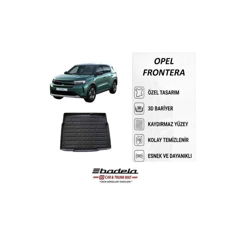 Opel Frontera Elektrikli Üst Kademe 2025-2026 Siyah 3D Kauçuk Kokusuz Bagaj Havuzu