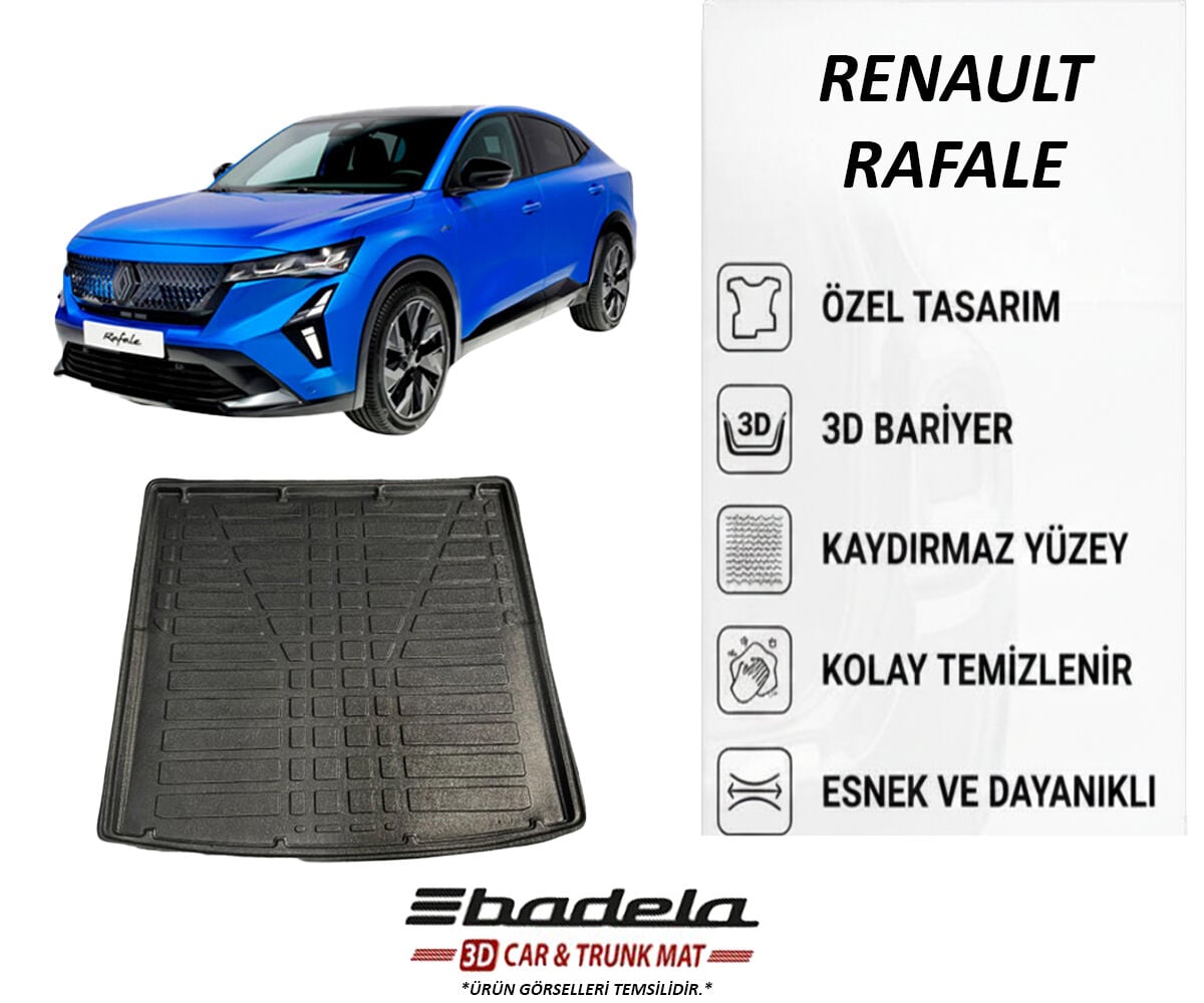 Renault Rafale 2024-2026 Siyah 3D Kauçuk Kokusuz Bagaj Havuzu