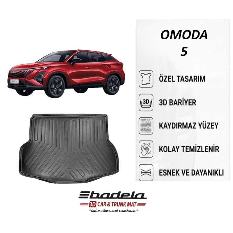 Badela Yeni OMODA 5 Benzinli 4x2 2026 Üst Kademe Siyah 3D Kauçuk Kokusuz Bagaj Havuzu