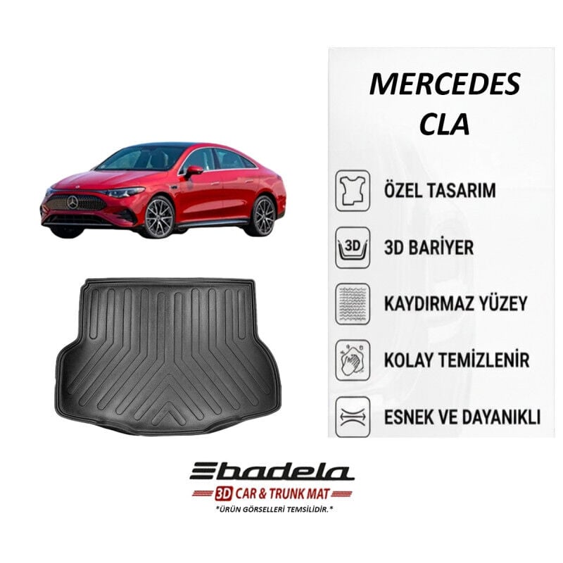 Badela Mercedes-Benz CLA C174 Elektrikli Sedan 2026 ve Sonrası Siyah 3D Kauçuk Kokusuz Bagaj Havuzu