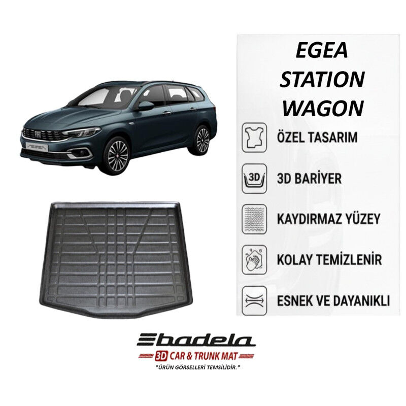 Badela Fiat Egea SW 358 2016-2024 Alt Kademe Siyah 3D Kauçuk Kokusuz Bagaj Havuzu
